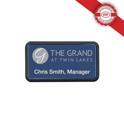 Plastic Framed Badges Rounded Corners (1.5"X3") (Screened & Engraved)