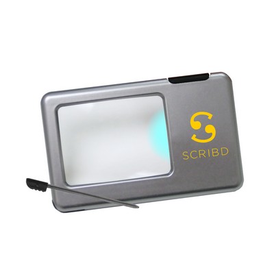 Union Printed - LED Lighted Pocket Magnifier With Pen 1-Color Logo