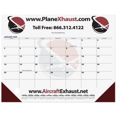 Blue & Black Calendar Desk Pad w/2 Color Imprint (21 ¾"x 17")