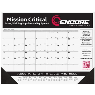 Black Calendar Desk Pad w/Julian & Contractor Dates - 2 Color Imprint