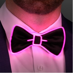 Light Up Pink Bow tie, Glowing EL Wire - BLANK