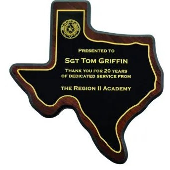 Texas State Shaped Plaque (10"x10")
