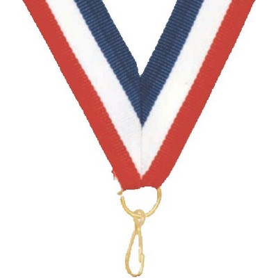 Red, White, Blue Neck Ribbon w/Snap Clip (7/8")