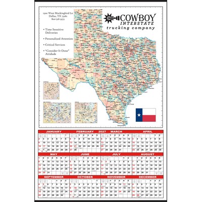 Large Texas State Map Year-In-View® Calendar