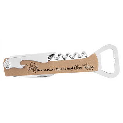 Corkscrew Bottle Opener, Laserable Leatherette, 1-1/8"x5-1/4"