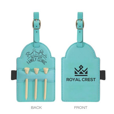 Teal Blue Golf Bag Tag with Tees