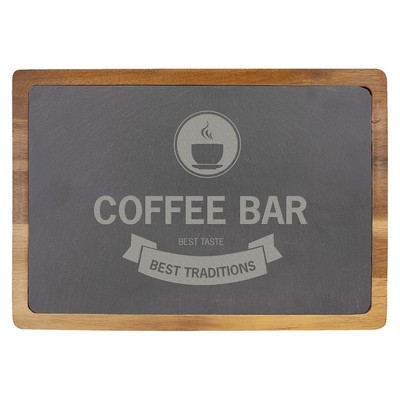 13" x 9" Acacia Wood/Slate Cutting Board