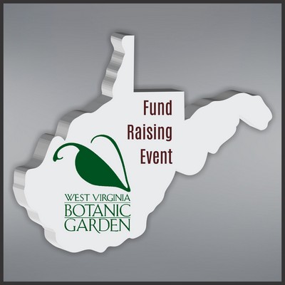 5.30" West Virginia Shape Paperweight in White