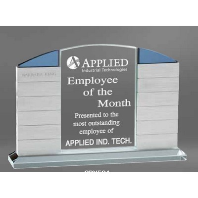 Crystal & Aluminum Perpetual Glass Desk Award