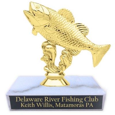 4 ½" Bass Fish Trophy w/White Marble Base