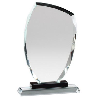 7 1/2" Slant Top Glass Award w/Black Riser