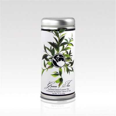 Tea Can Company Ancient Green Leaves Tall Tin