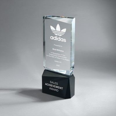 Faceted Clear Crystal with Black Crystal (4"x10"x1.5")