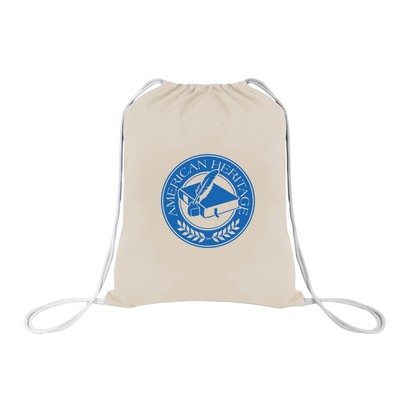 6 oz. Cotton Economical Sports Natural Drawstring Backpack