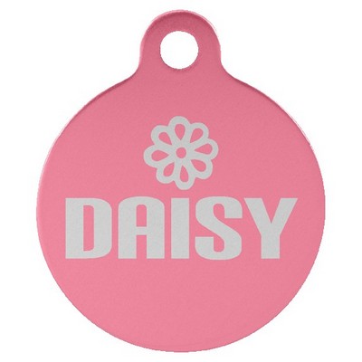 Anodized Aluminum Pink Round Pet Tags, Engraved, 1 1/4" dia