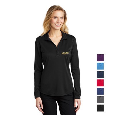 Port Authority® Women's Silk Touch Performance Long Sleeve Embroidered Polo