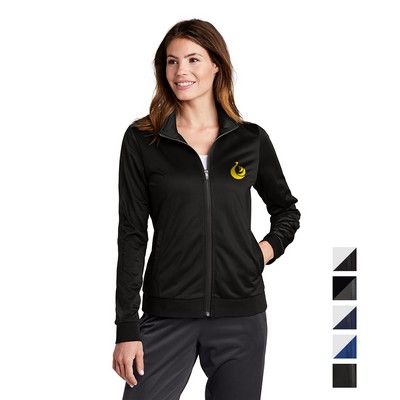 Sport-Tek® Ladies Tricot Sleeve Stripe Track Embroidered Jacket
