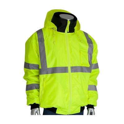 PIP® Class 3 Waterproof Hi-Viz Bomber Jacket w/ Zip-Out Fleece