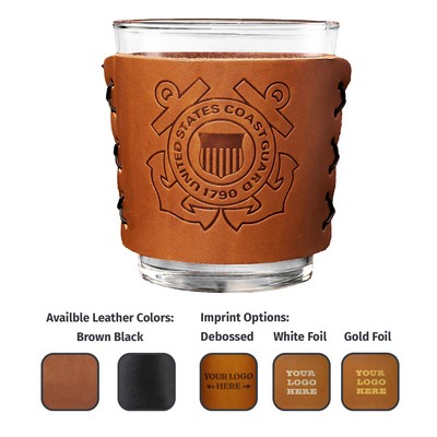 Full-Grain Leather Highball Sleeve with 13oz Libbey cocktail Glass - Single