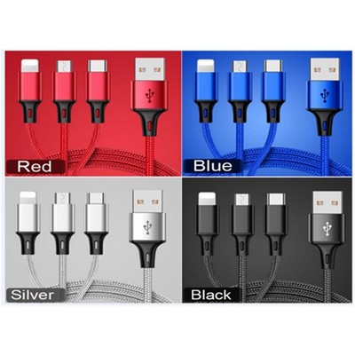 Nylon braided 3" 1 charge cable