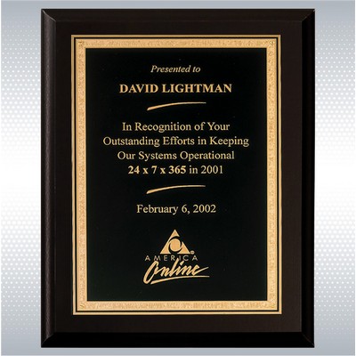 Black Matte Finish Plaque w/Florentine Plate (7" x 9")