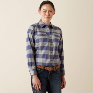 Ariat® Women's Blue Indigo Rebar® Flannel DuraStretch™ Tunic Long Sleeve Shirt