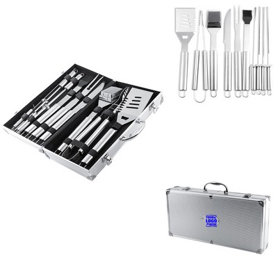 10 Pieces Stainless BBQ Tool Set w/Aluminum Case