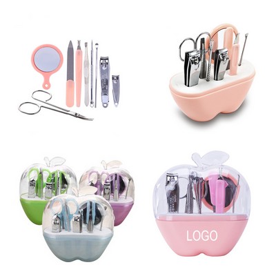 9 Pieces Manicure Set with Apple Shaped Case