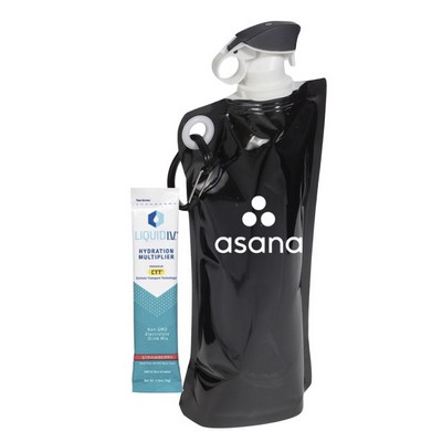 Foldable 27 Oz. Water Bottle w/Liquid IV Stick