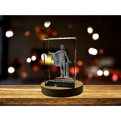 Apollo God of Music & Romance 3D Engraved Crystal Trophy w/LED Base Light