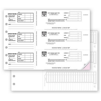 Deposit Ticket Forms - 3-On-a- Page (2-Part)