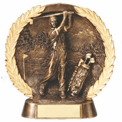 Round Golf Resin Trophy (7"x7")