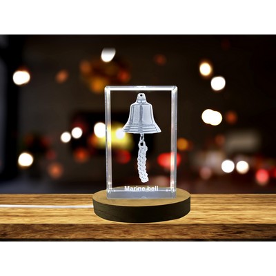 Marine Bell 3D Engraved Crystal Trophy Award w/LED Base