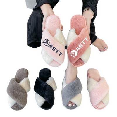 Fuzzy Open-Toe Slippers