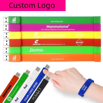 Wearable Slap Style Silicone Wristband USB Flash Drive 8GB