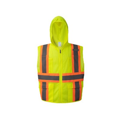 High Visibility UV Protected Hoodie Vest, Class 2, Lime