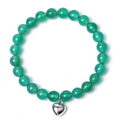 Green Beaded Bracelets w/ Heart Charm