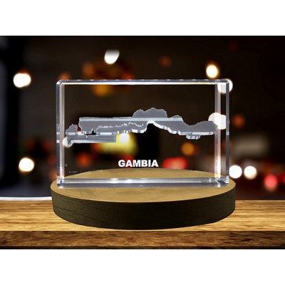 Gambia 3D Engraved Crystal Trophy Award w/LED Base Light