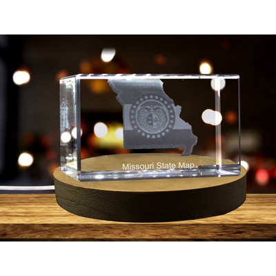 Missouri 3D Engraved Crystal Trophy Award w/LED Base - Exquisite Keepsake