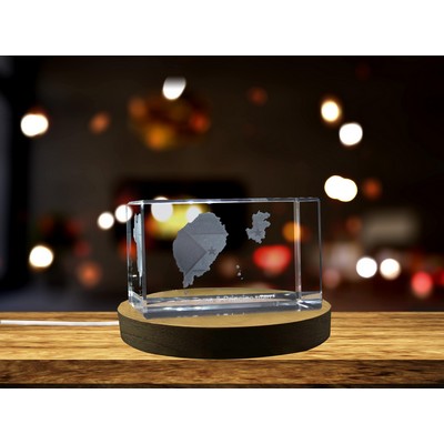 Sao Tome & Principe 3D Engraved Crystal Trophy With Recognition Base - Unique Keepsake Gift