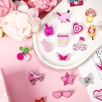 Custom Pink Theme Cute Enamel Lapel Pins Brooch Pin Badge for Clothes Bags Backpack Hat Decoration