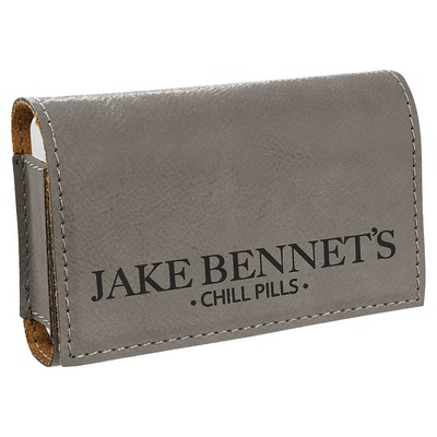 Faux Leather Pill Box, Gray, 4 3/4" x 3 1/8"