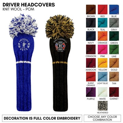 Knit Wool Driver Golf Club Headcover Your Logo Embroidered