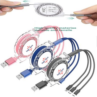 3" 1 Retractable USB Charging Cable
