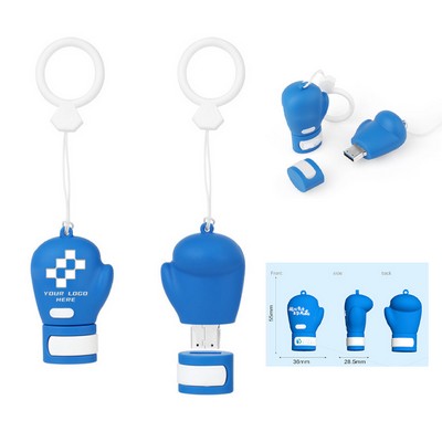 Boxing Glove-Shaped USB Flash Drive w/ Silicone Logo