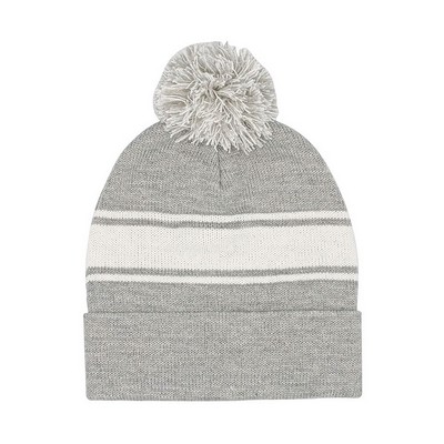 Mega Cap Striped Pom Beanie