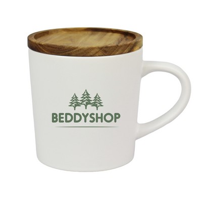 16 Oz. Ceramic Mug w/Wood Lid