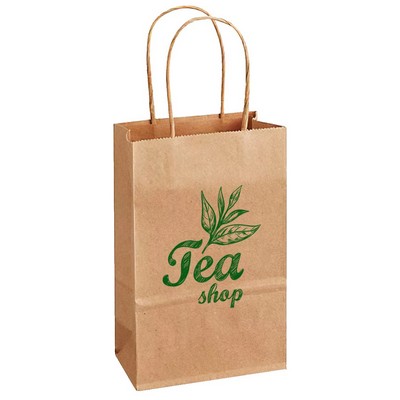 Recycled Kraft Shopping Bags - 5.25"x3.25"x8.25"