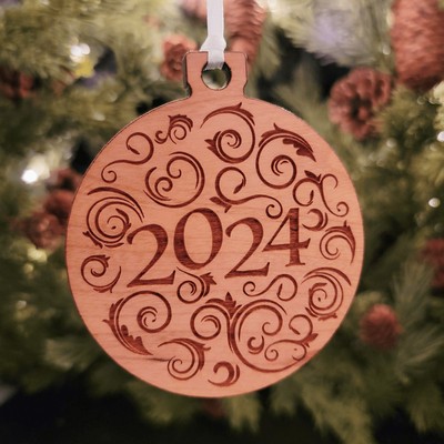 Custom Engraved Hardwood 2024 Ornament