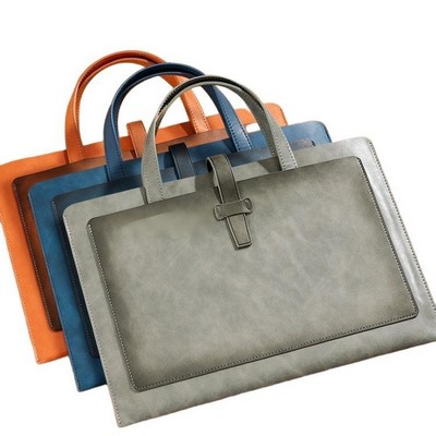 A4 Portable Leather File Folder Bag With Handle